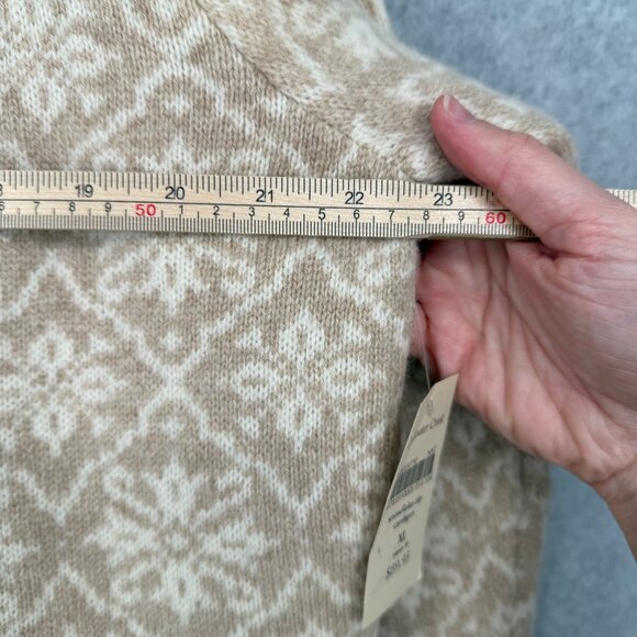 Coldwater Creek Snowflake Full Zip Cardigan Sweater Size XL Tan Wool Knit NEW - Picture 13 of 13